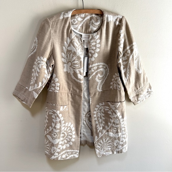 Chico’s ~new~ Jaquard Cotton Linen Topper In XS Petite - Picture 3 of 16